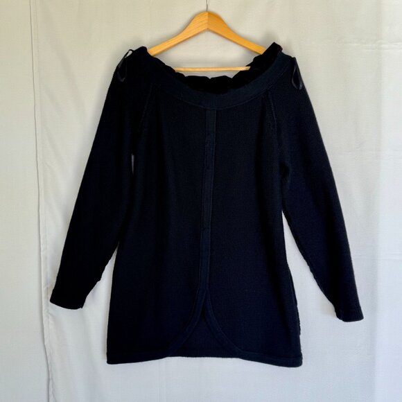 90s Vintage Classiques Entier Burgundy Velvet Wool Off Shoulder Sweater Tunic - Picture 8 of 11